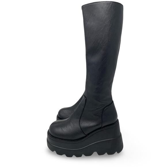 Women’s Platform Knee-High Boots Size 5 | 4.5” Chunky Heel | Vegan Leather - Picture 2 of 10
